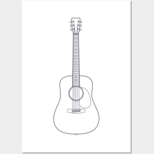 Dreadnought Style Acoustic Guitar Outline Posters and Art